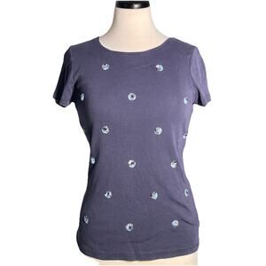 Talbots The Talbots Tee PS Navy Blue Sequins 100% Cotton Nautical